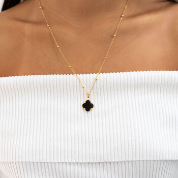 Black Onyx Clover Necklace, 2 of 5