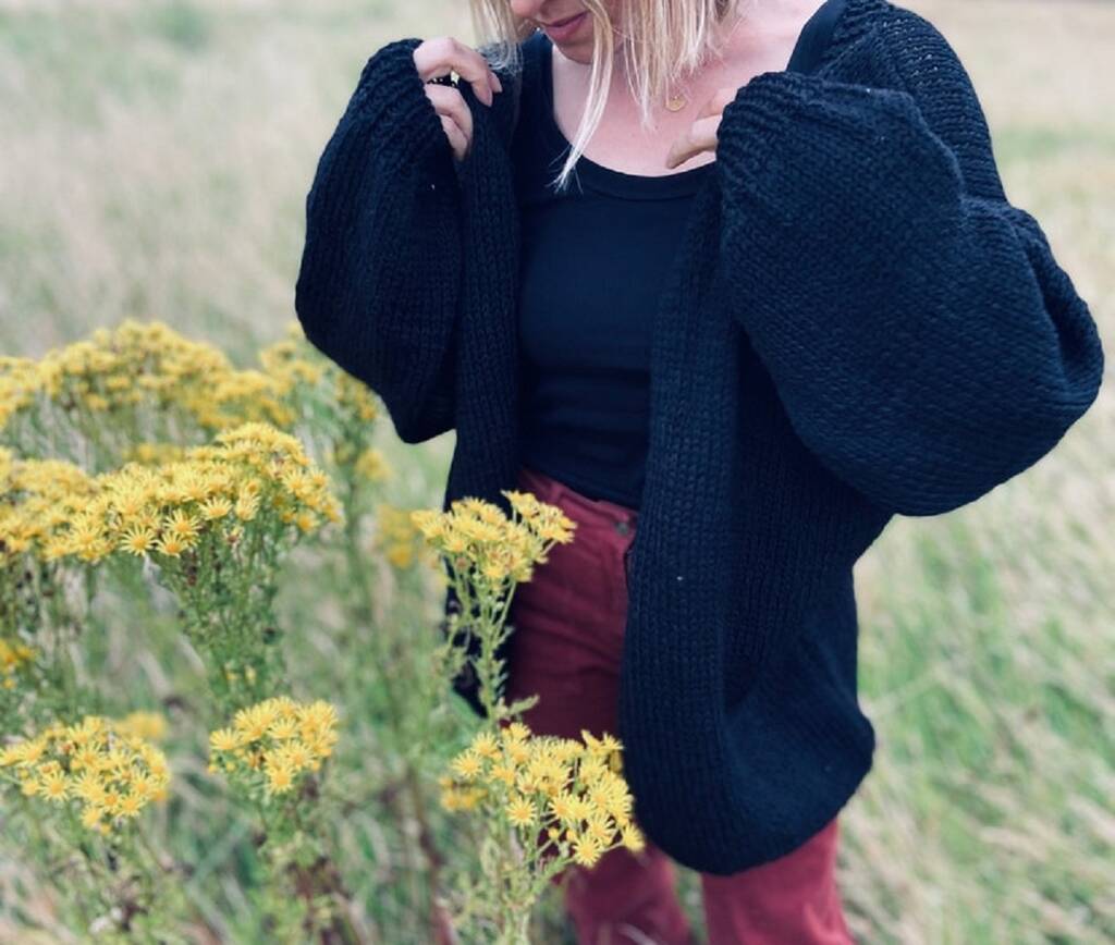 The Hazel Knitted Cardigan In Black, 1 of 4