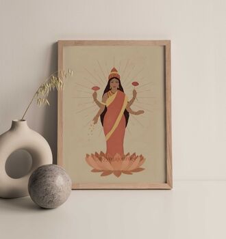 Lakshmi Art Print Hindu Wall Decor, 3 of 3