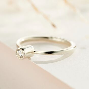 Personalised 9ct Gold Tall Diamond Engagement Ring, 9 of 11