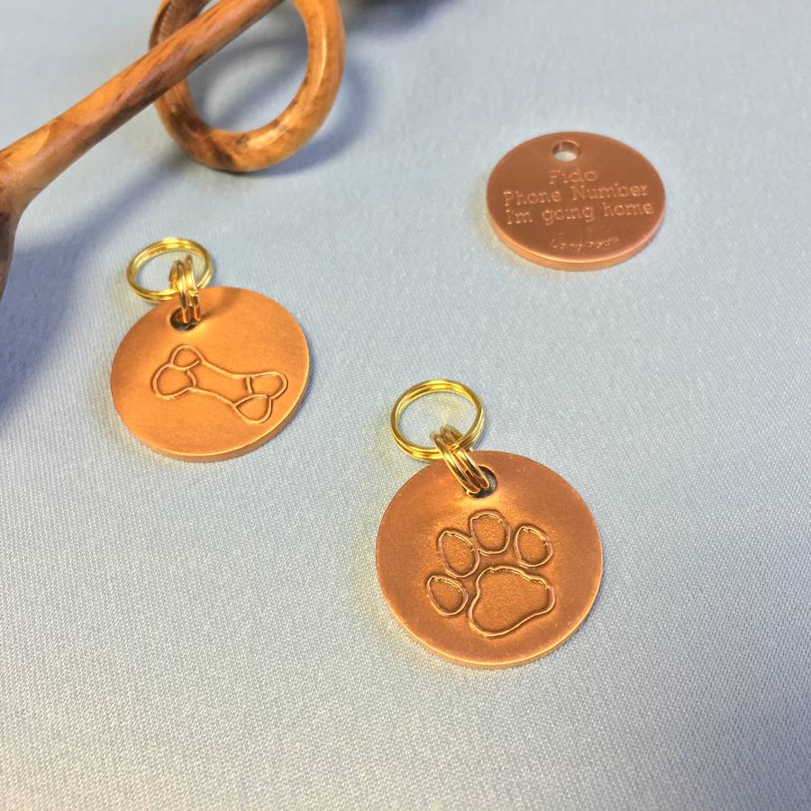 personalised antique copper pet tag by long paws