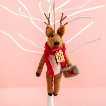 Personalised Felt Selfie Reindeer Christmas Decoration, 2 of 9