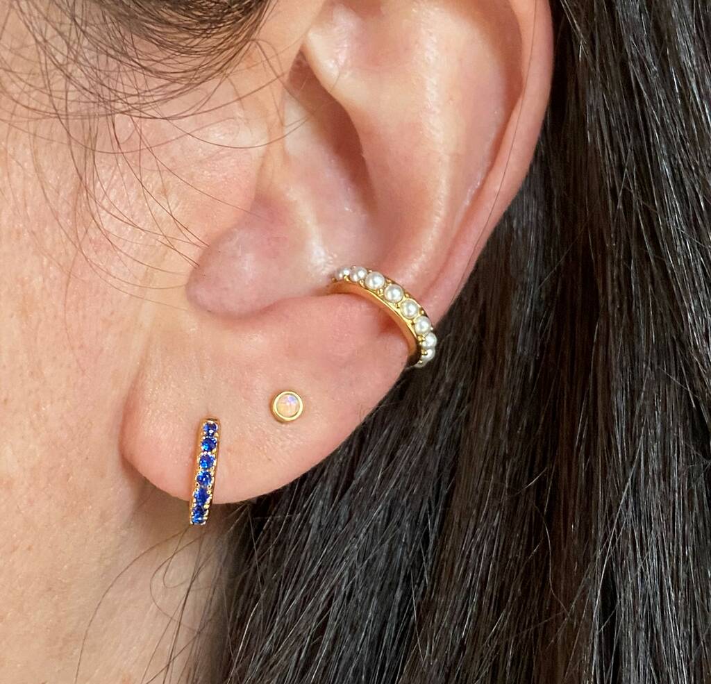 Sapphire Huggie Hoops By Francesca Rossi Designs