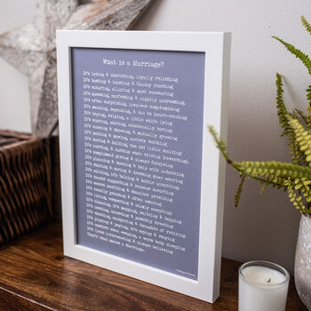 Personalised Marriage Print What Is A Marriage Poem, 4 of 10