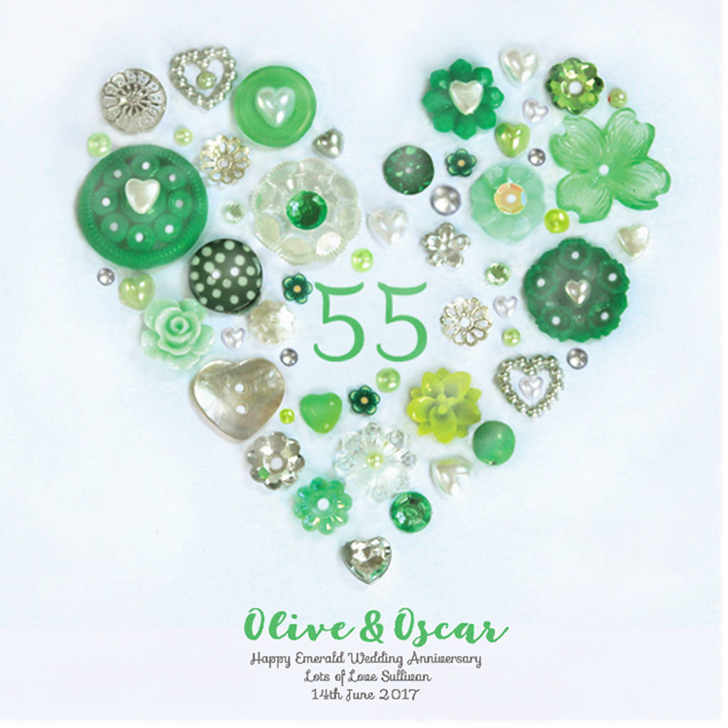 personalised emerald  anniversary  framed art by sweet 