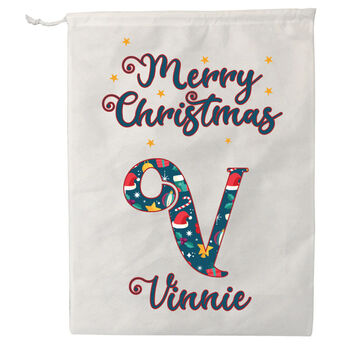 Personalised Blue Christmas Letter Present Sack, 2 of 2