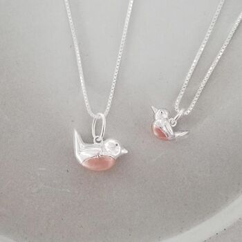When Robins Appear Baby Robin Necklace, With Engraved Heart, 3 of 5