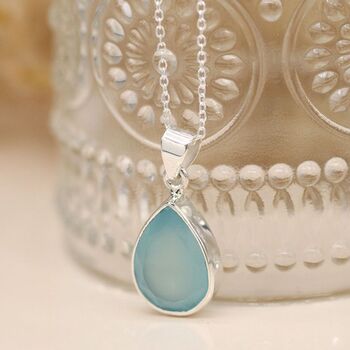 Sterling Silver Semi Precious Blue Gemstone Necklace, 5 of 5