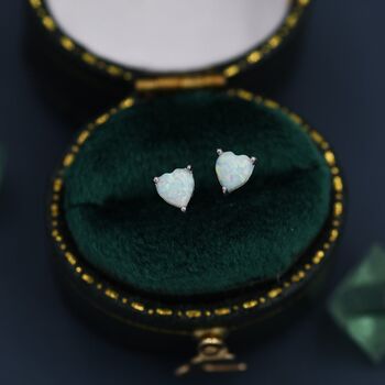 White Opal Stud Earrings In Sterling Silver, 6 of 12