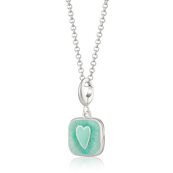 Sterling Silver Turquoise Heart Locket Charm Necklace, 3 of 4