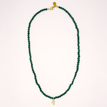 Solene Green Bead Necklace With Small Hand Detail, 4 of 9
