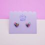 Hand Painted Abstract Wonky Heart Stud Earrings, thumbnail 4 of 8