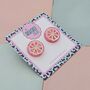 Pink Grapefruit Slice Glitter Stud Earrings, thumbnail 2 of 5