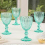 Luxury Turquoise Footed Glass Wine Goblets, thumbnail 3 of 9