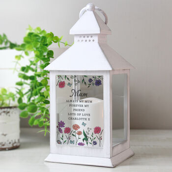 Personalised White LED Floral Lantern Wild Flowers, 2 of 3