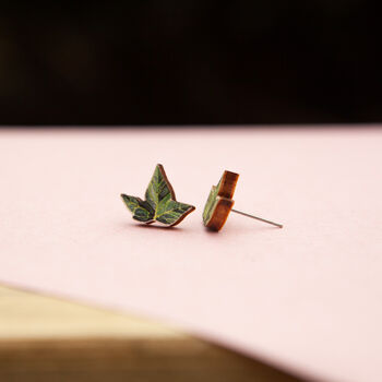 Inky Ivy Mismatched Birch Stud Earrings, 6 of 12