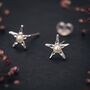 Sterling Silver And Pearl Starfish Stud Earrings, thumbnail 5 of 9