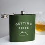 'Getting Piste' Engraved Skiing Hip Flask, thumbnail 4 of 9