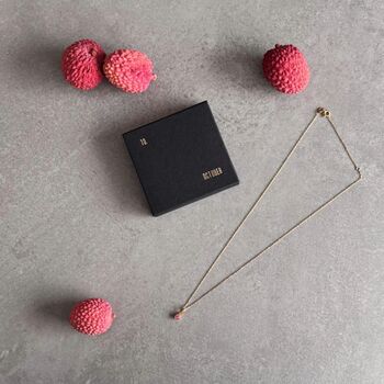 October Birthstone Pink Tourmaline Gold Plated Necklace, 9 of 12