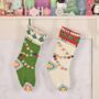 Knitted Christmas Stocking With Pom Pom Garland, thumbnail 1 of 3