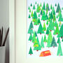Woodland Camping Art Print For Him, thumbnail 2 of 9