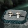 Cute Mushroom Stud Earrings In Sterling Silver, thumbnail 1 of 12
