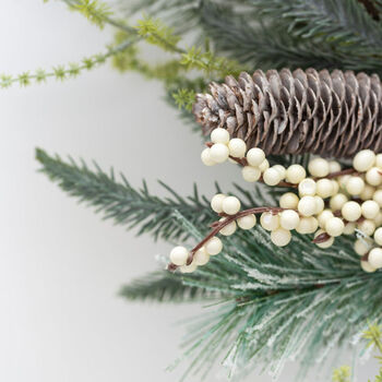 Luxury White Berry And Fir Cone Wreath, 4 of 6