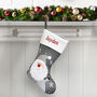 Personalised Grey Knitted Santa Christmas Stocking, thumbnail 2 of 4