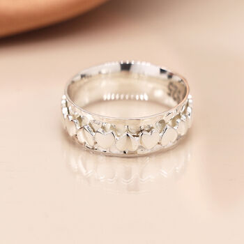 Personalised Sterling Silver Band Of Hearts Spinner Ring, 3 of 9