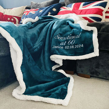 Personalised 80th Birthday Sherpa Blanket, 4 of 12