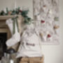 Personalised Beige Gingham Stocking Velvet Bow, thumbnail 4 of 6