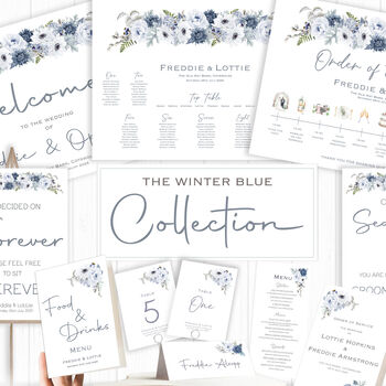 Wedding Seating Plan Cards Winter Blue Florals, 7 of 7