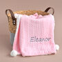 Personalised Pink Pom Pom Baby Girl Blanket, thumbnail 1 of 8