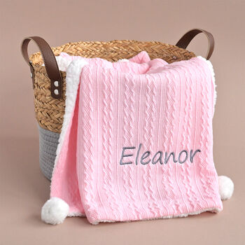 Personalised Soft Pink Cable Knit Blanket, 10 of 12