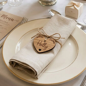 Personalised Wooden Heart Wedding Place Name Settings, 3 of 4