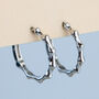 Sterling Silver Bamboo Huggie Hoop Earrings, thumbnail 1 of 5