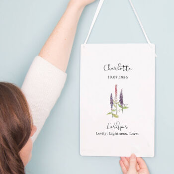 Birth Flower Personalised Water Colour Hanging Print, 9 of 12