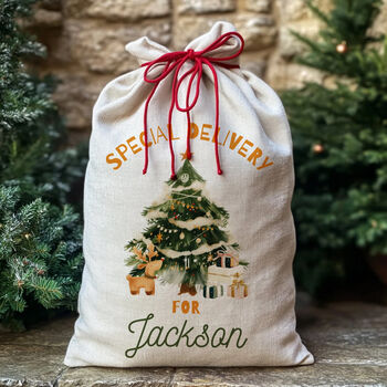 Personalised Christmas Sack For Presents Tree Design, 3 of 5