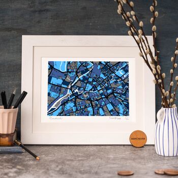 Personalised Manchester Map Art Gift | Hand Drawn Manchester Wall Art Print, 2 of 7