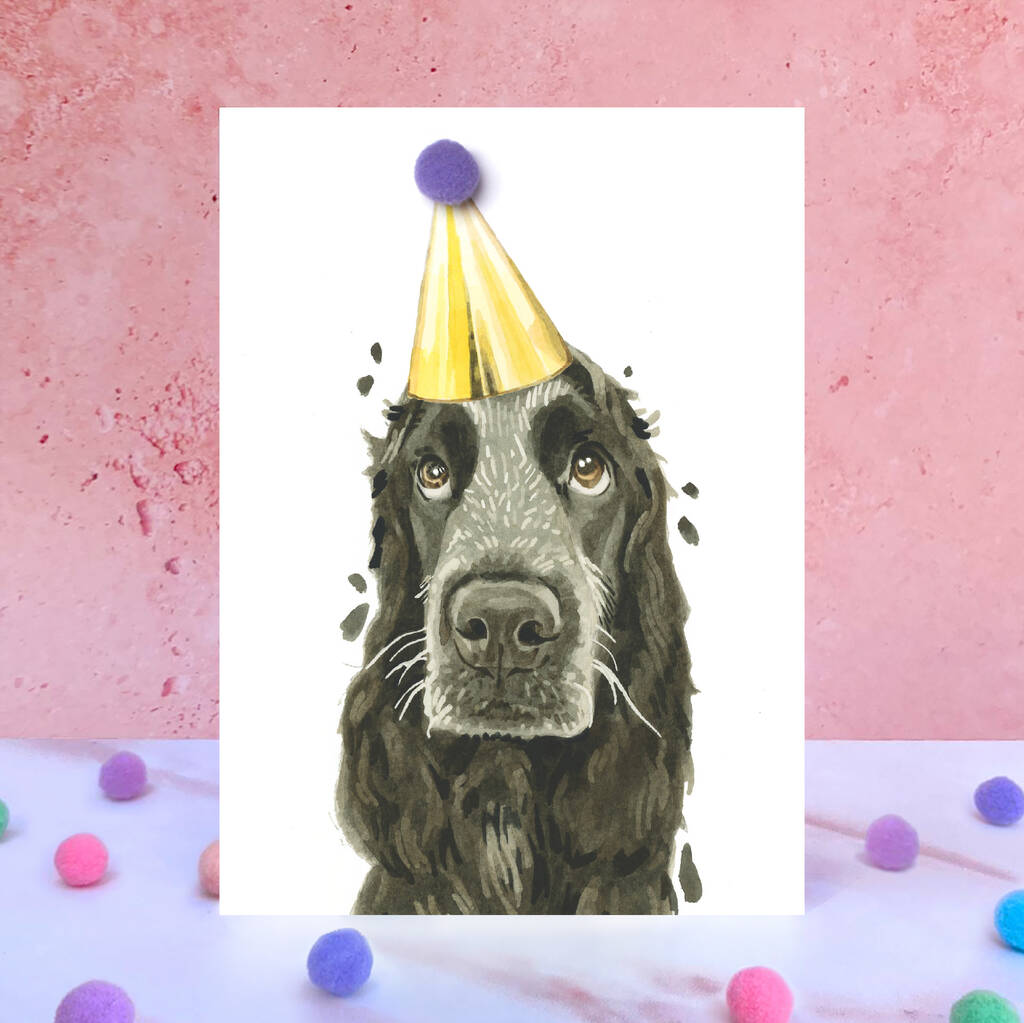 Cocker Spaniel Pompom Birthday Card