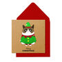 Christmas Grumpy Elf Cat Pack Of 10 Cards, thumbnail 2 of 3