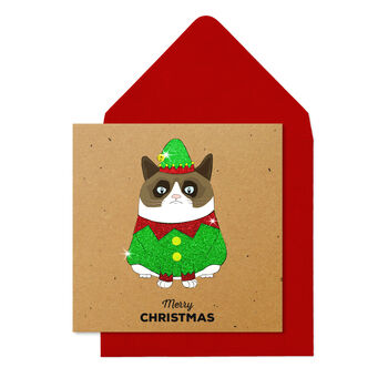 Christmas Grumpy Elf Cat Pack Of 10 Cards, 2 of 3