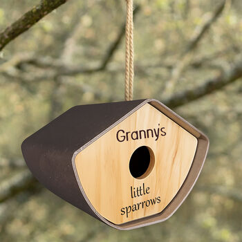 Personalised Grey Recycled Bird House, 2 of 5