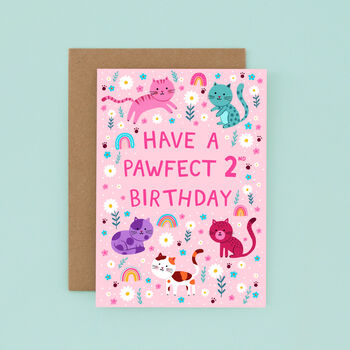 Any Age Cat Birthday Card, Girls Age Birthday Card, 3 of 9