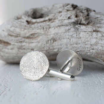Personalised Silver Fingerprint Disc Cufflinks For Dad, 2 of 7