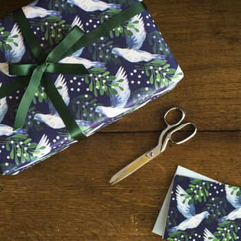 'Mistletoe Dove' Luxury, Recycled Wrapping Paper Pack, 2 of 10