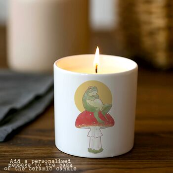 Personalised 'Frog Gives No Fucks' Ceramic Candle, 2 of 6
