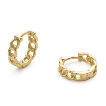 Gold Plated And Sterling Silver Chain Earring Hoops, 2 of 8