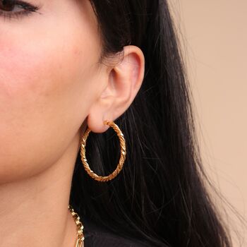 18 K Gold Plated Creole Hoop Earrings, 3 of 8