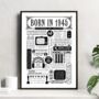 Born In 1945 Personalised 80th Birthday Fact Poster, thumbnail 1 of 8